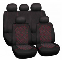 Set of car seat covers "SPIDERWEB", black/red
