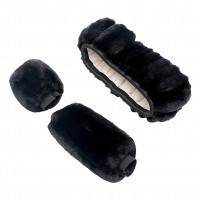Plush steering wheel cover set (steering wheel cover 38 cm, gearshift and handbrake cover) "Fluffy Kit"