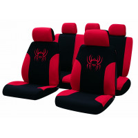 Car seat cover set "TRIBAL", black/red
