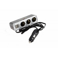 Car smoker splitter with 3 ports + 2 USB ports