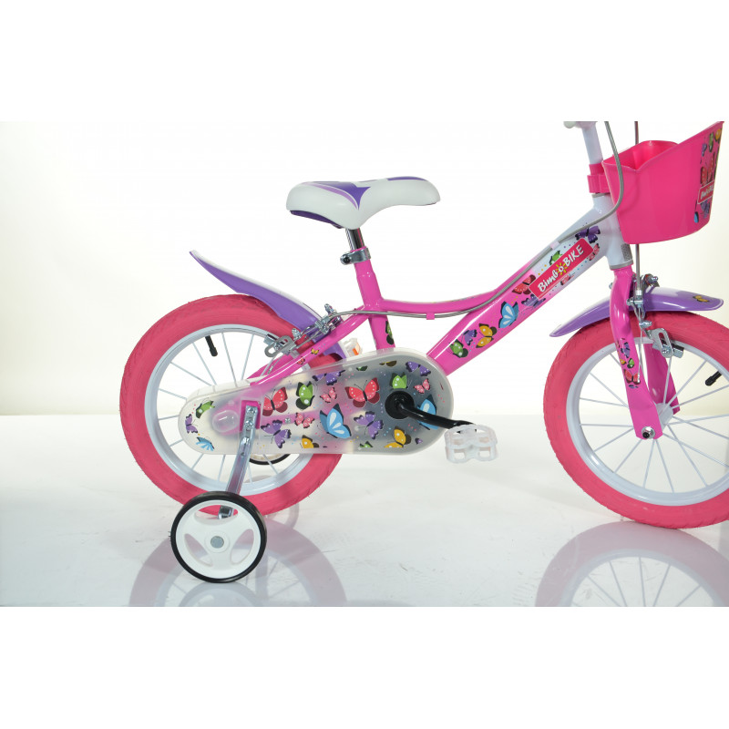Bērnu velosipēds Bimbo Bike 16'' ''BUTTERFLY'', rozā/balts