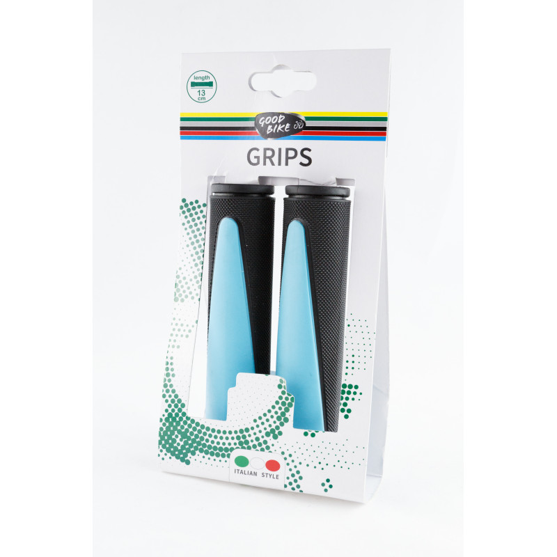 Handlebar grips "DOUBLE", 2pcs, blue/black