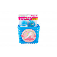Set for children bike "NOVEL", 3 elements (basket, water bottle and bell), blue