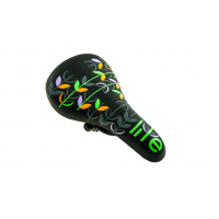 Bicycle saddle for children bicycle "LEAF", black with leaf motive