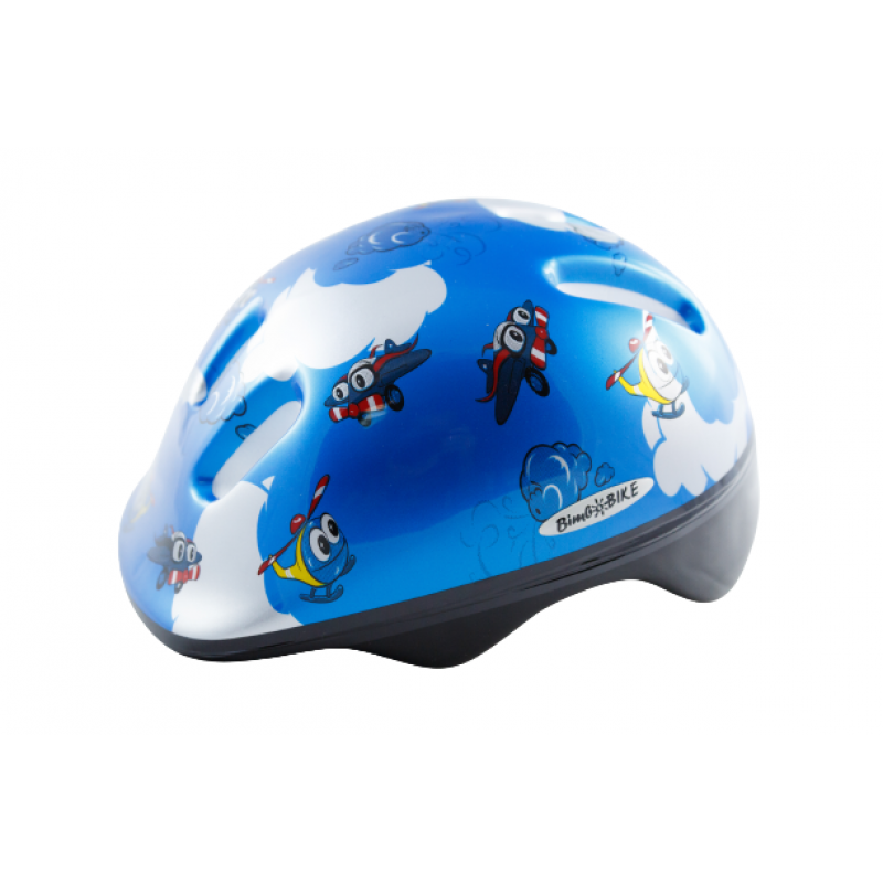 Set of kids bike helmet knee and elbow pads size XS planes